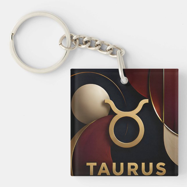 Taurus Zodiac Luxury Celestial Astrology Gift Key Ring (Front)