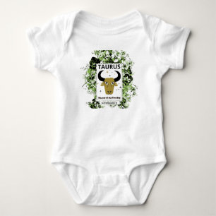 Taurus Zodiac Master of Destiny Floral Art Baby Bodysuit