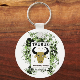 Taurus Zodiac Master of Destiny Floral Art Key Ring