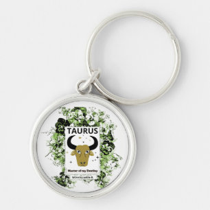 Taurus Zodiac Master of Destiny Floral Art Key Ring
