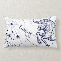 Taurus Zodiac Navy & Gold Astrology Décor Pillow