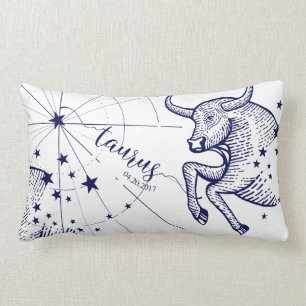 Taurus Zodiac Navy & Gold Astrology Décor Pillow