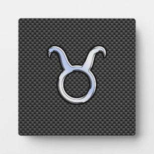Taurus Zodiac on Charcoal Carbon Fibre Print Plaque