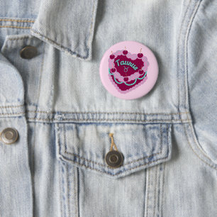 Taurus Zodiac Pastel Heart Birthday Cake 6 Cm Round Badge
