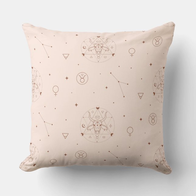 Taurus Zodiac Pattern in Brown and Burgundy Cushion (Front)