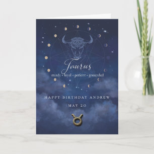 Taurus Zodiac Personalised Birthday Card