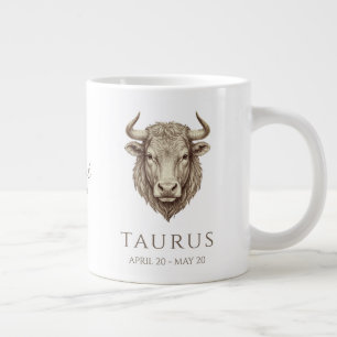 Taurus Zodiac Personalised Name & Birth Date Large Coffee Mug