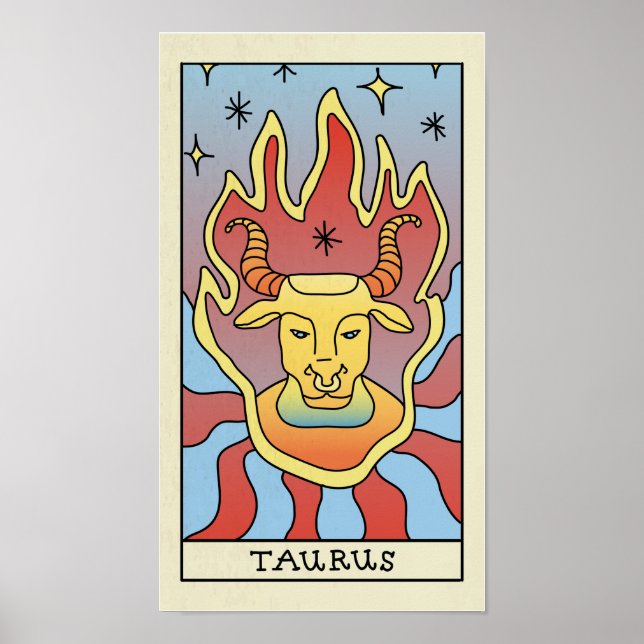 Taurus Zodiac Sign Abstract Art Vintage Poster (Front)