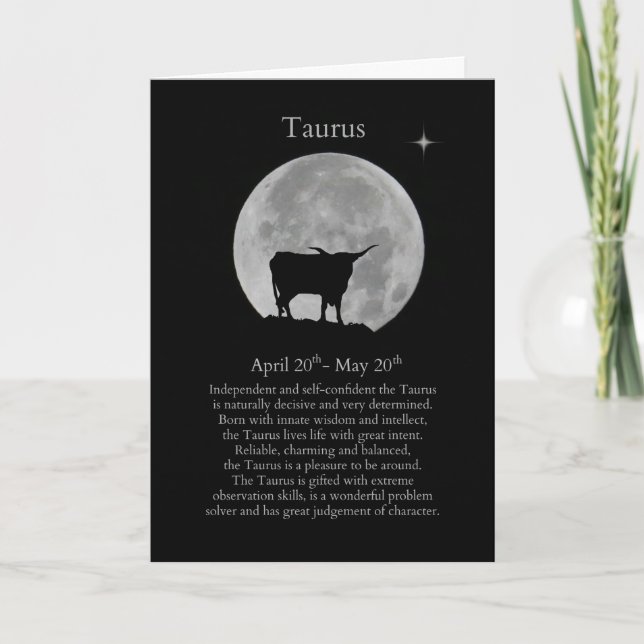Taurus Zodiac Sign Birthday Card (Front)