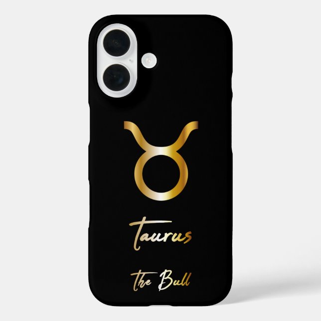 Taurus Zodiac Sign, Black & Gold  Case-Mate iPhone Case (Back)