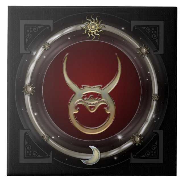 Taurus Zodiac Sign Ceramic Tile (Front)