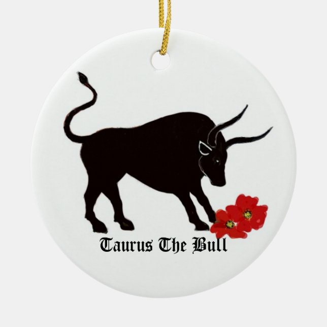 Taurus Zodiac Sign Ceramic Tree Decoration (Front)