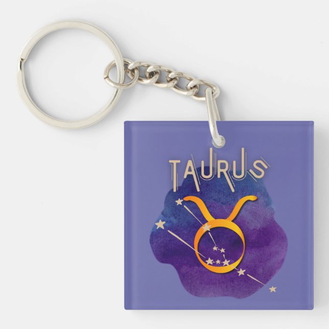 Taurus Zodiac Sign Constellation Key Ring (Front)