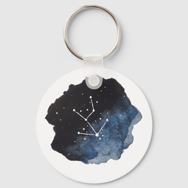 Taurus Zodiac Sign Constellation Star Galaxy Key Ring (Front)