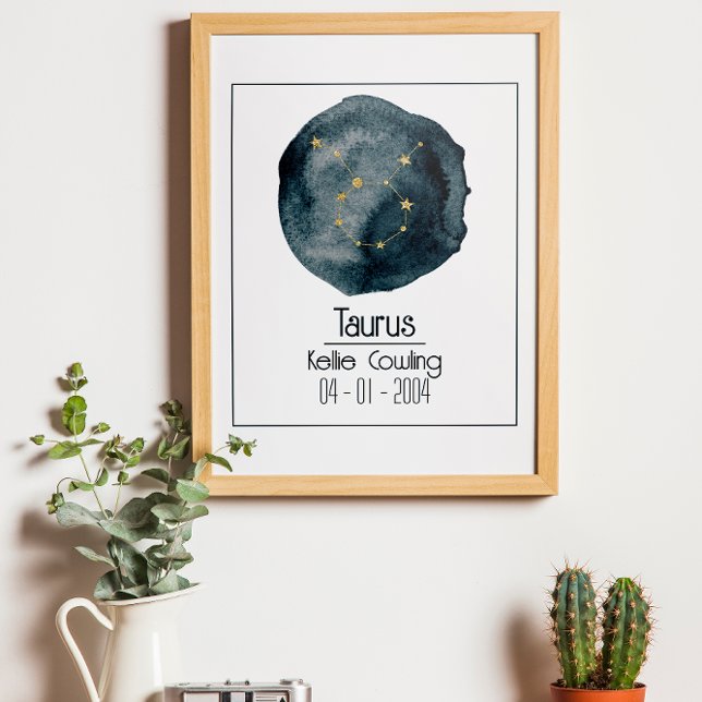 Taurus Zodiac Sign: Custom Name & Birthday Poster (Creator Uploaded)