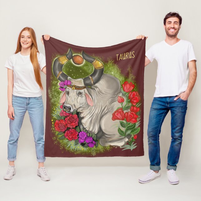Taurus Zodiac Sign Fleece Blanket (In Situ)