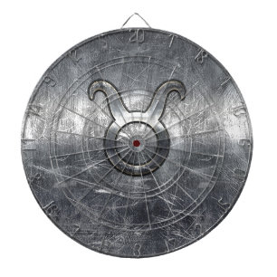 Taurus Zodiac Sign Grunge Distressed Silver Style Dartboard