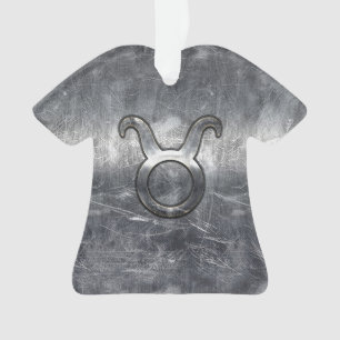 Taurus Zodiac Sign Grunge Distressed Silver Style Ornament