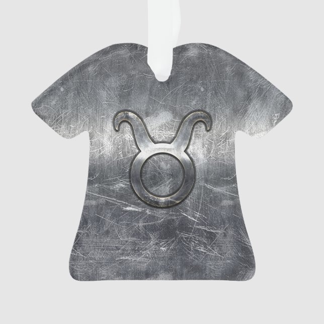 Taurus Zodiac Sign Grunge Distressed Silver Style Ornament (Front)