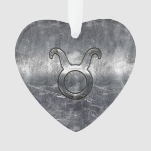 Taurus Zodiac Sign Grunge Distressed Silver Style Ornament