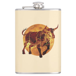 Taurus Zodiac Sign Hip Flask