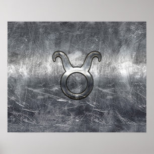 Taurus Zodiac Sign in Grunge Distressed Style
