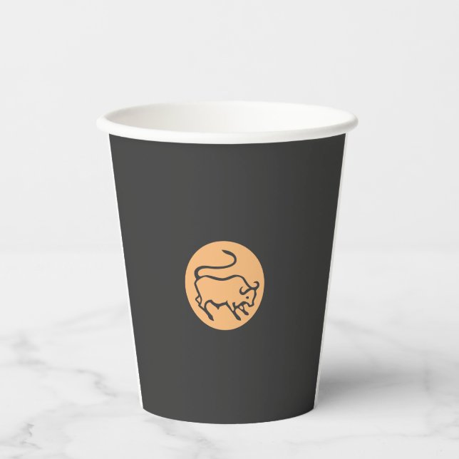 Taurus Zodiac Sign Modern Minimalist Plain Elegant Paper Cups (Front)