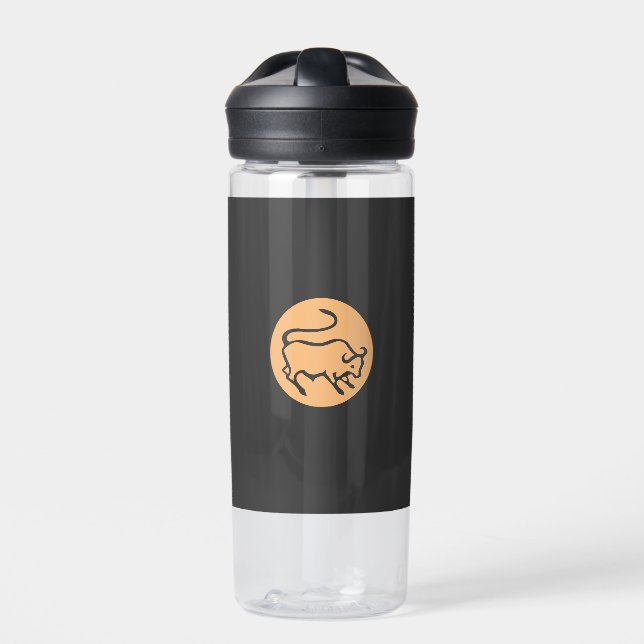 Taurus Zodiac Sign Modern Minimalist Plain Elegant Water Bottle (Front)