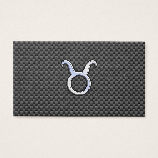 Taurus Zodiac Sign on Charcoal Carbon Fibre Print (Front)