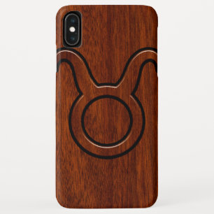 Taurus Zodiac Sign on Mahogany like print iPhone XS Max Case