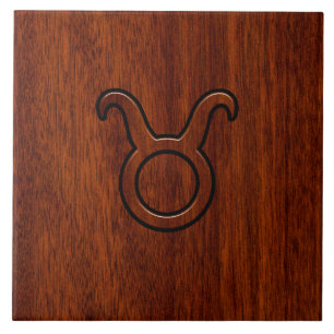 Taurus Zodiac Sign on Mahogany Style Tile