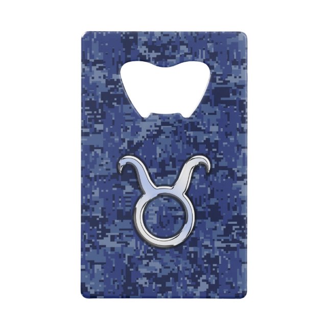 Taurus Zodiac Sign on Navy Blue Digital Camouflage (Front)