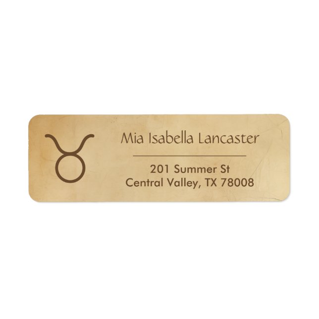 Taurus Zodiac Sign  - Return Address Labels (Front)