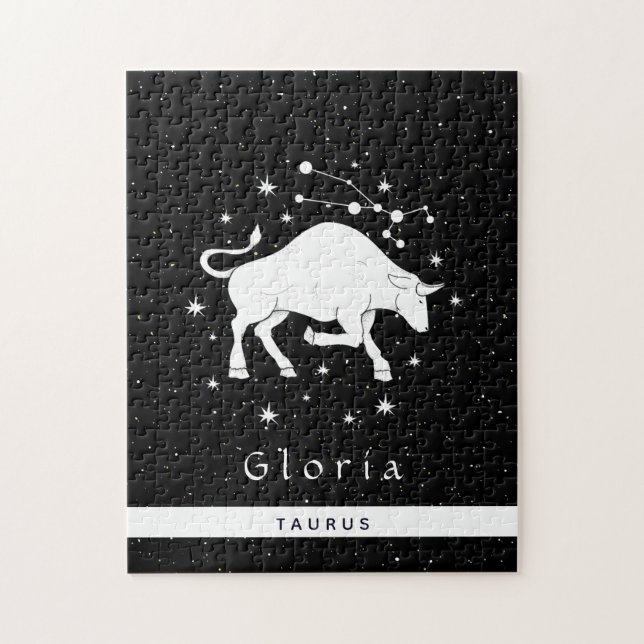Taurus Zodiac Sign Star Horoscope Symbol & Name Jigsaw Puzzle (Vertical)