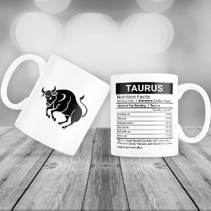 Taurus Zodiac Sign with Nutrition Facts, Large Coffee Mug