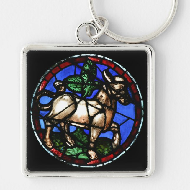Taurus Zodiac Stained Glass Notre-Dame de Paris SK Key Ring (Front)