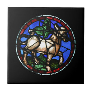Taurus Zodiac Stained Glass Notre-Dame de Paris Ti Ceramic Tile