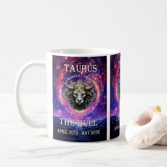 Taurus Zodiac Star Sign Mug (With Donut)