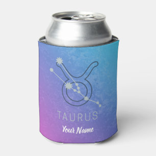 Taurus Zodiac Star Sign Watercolor Horoscope Can Cooler