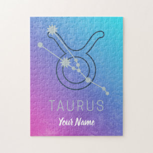 Taurus Zodiac Star Sign Watercolor Horoscope Jigsaw Puzzle