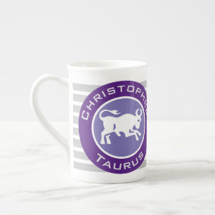 Taurus Zodiac Star Sign with Owner's Name Bone China Mug