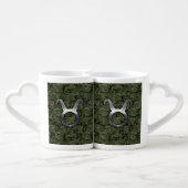 Taurus Zodiac Sybol on Olive Green Digital Camo Coffee Mug Set (Back Nesting)