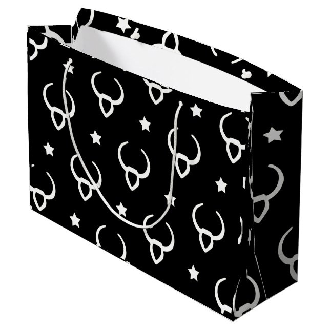Taurus Zodiac Symbol and Stars Pattern Large Gift Bag (Back Angled)