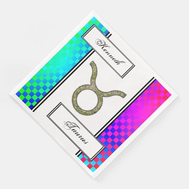 Taurus Zodiac Symbol Element by Kenneth Yoncich Napkin (Corner)