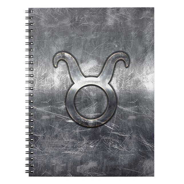 Taurus Zodiac Symbol in Grunge Distressed Style Notebook (Front)