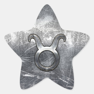 Taurus Zodiac Symbol in Grunge Distressed Style Star Sticker
