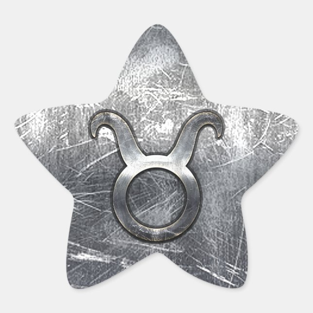 Taurus Zodiac Symbol in Grunge Distressed Style Star Sticker (Front)