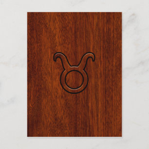 Taurus Zodiac Symbol in Mahogany Style print Postcard