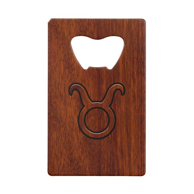 Taurus Zodiac Symbol on Mahogany Decor (Front)