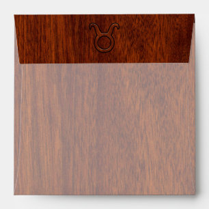 Taurus Zodiac Symbol on Mahogany Decor Envelope